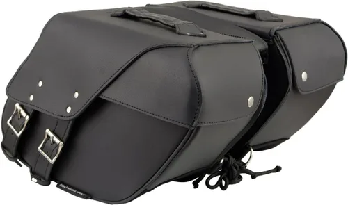 Vista 8 de Milwaukee Leather SH66901ZB - Alforjas medianas de PVC negro con 2 correas, colocación por encima, con ribetes reflectantes - Talla única