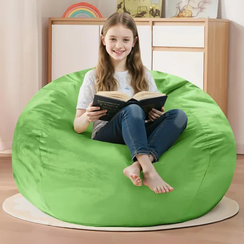 Vista 11 de Homguava - Sillón puff de 3 pies Sillón estilo puff grande de 3 pulgadas con relleno de espuma viscoelástica, sofá suave con funda de terciopelo