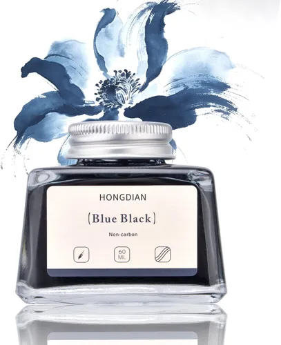 Vista 21 de Asvine Hongdian Pluma estilográfica con tinta embotellada Azul, Botella de tinta de 60ml para pluma estilográfica sin carbono