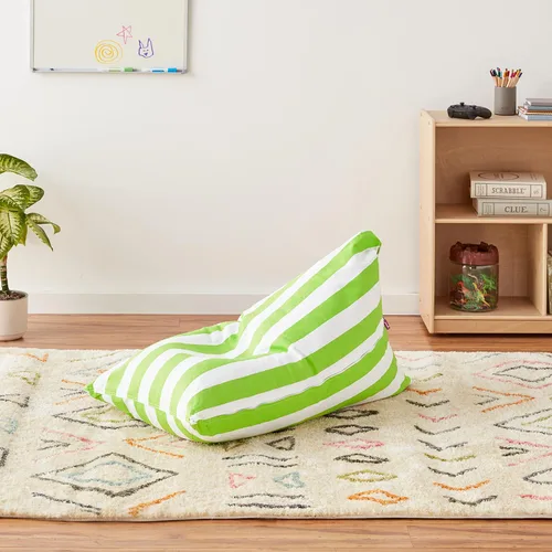 Vista 4 de Posh Creations - Sillón puff para niños y adolescentes - Silla Twist Mediana Tamaño 100L Lienzo Rayas Rosa y Blanco