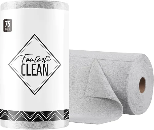 Vista 18 de Fantasticlean - Rollo de paño de limpieza de microfibra, 75 hojas, 12 x 12 pulgadas (beige) Super Absorbent, Lint-free, Tear-away Microfiber Towel