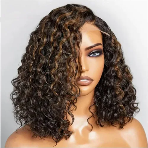 Vista 11 de Peluca de cabello humano corto ondulado con encaje frontal transparente HD de 13 x 6 pulgadas, con nudos blanqueados, sin pegamento, para mujeres, 8