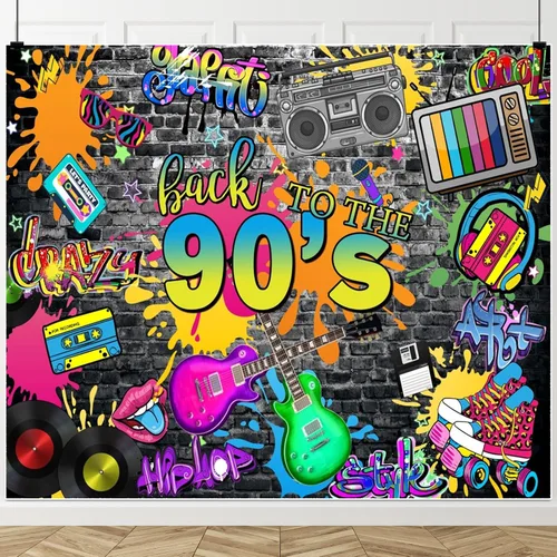 Vista 8 de Telón de fondo de los años 70 para fiestas, hip hop, rock, discoteca, fiesta de cumpleaños, fondos de fotos retro, graffiti, fondo de pared