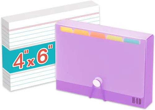 Vista 16 de Estuche de tarjetas de índice H4D de 3x5 con 100 tarjetas de índice pesadas rayadas y separadores, negro
