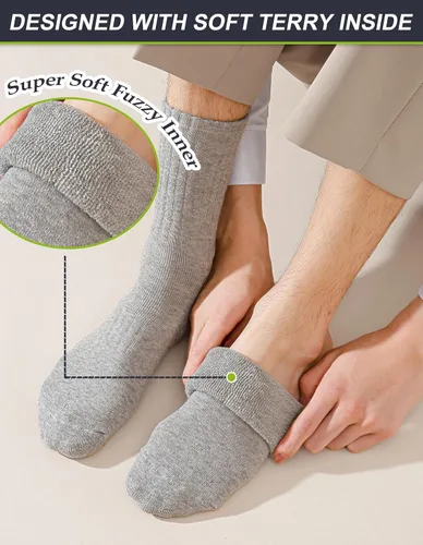 Vista 4 de VoJoPi Wool Socks Mens Thick Warm Thermal Winter Boot Socks 5 Pairs 2 negro/2 gris oscuro/1 gris claro