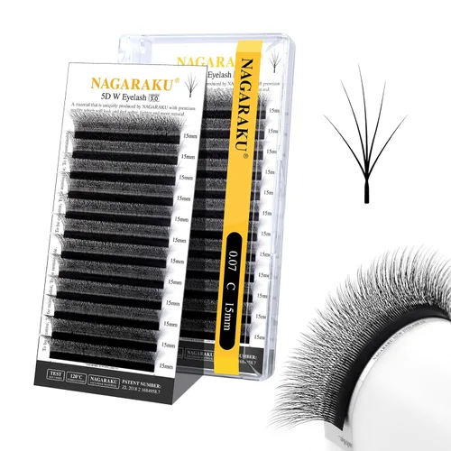 Vista 241 de NAGARAKU Extensiones de pestañas prefabricadas en abanico 3D W 0.05 C 0.315 0.05-C 3D W