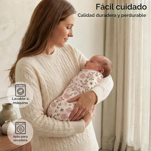Vista 2 de Pañales de algodón orgánico para recién nacidos, suaves y cómodos con velcro, saco de dormir de 0 a 3 meses, ayuda a calmar el reflejo