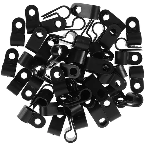 Vista 5 de iplusmile 100 clips de luz de cuerda estilo P clips de cable de montaje tipo R abrazaderas de cable de plástico para cable de pared, organizador