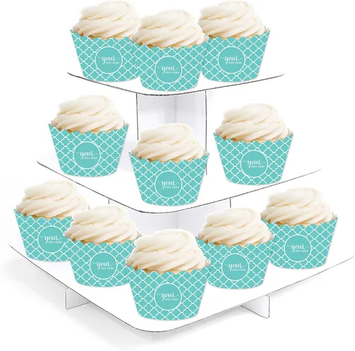 Vista 4 de Andaz Press Colección totalmente personalizada, envoltura de cupcakes, paquete de 20, texto o logotipo personalizado