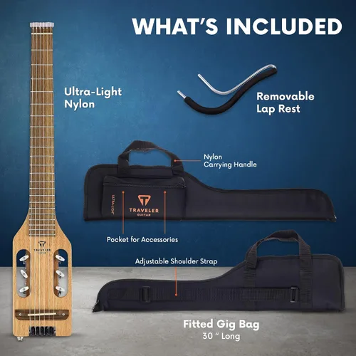 Vista 10 de Traveler Guitar Guitarra clásica ultraligera de 6 cuerdas, derecha, caoba (ULN MHSBW)