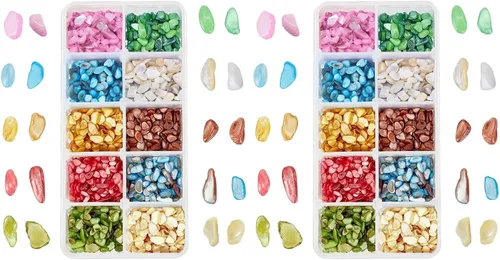 Vista 9 de SUPERFINDINGS 120G 10 colores pequeñas conchas naturales trituradas relleno de resina de conchas teñidas piezas de conchas irregulares rebanadas