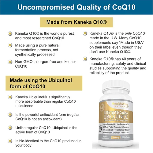 Vista 4 de Ultimate CoQ10 Ubiquinol (100 mg) – Supreme cardiovascular, antioxidante, & Suplemento Antienvejecimiento – Más de 4 x Más eficaz – Pure Kaneka Qh