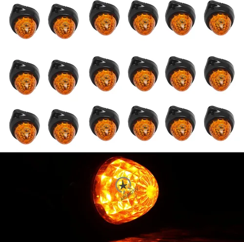 Vista 12 de Paquete de 10 luces LED para semirremolques para semirremolques, 12 V, impermeable, luces de pollo ámbar para semircamiones, carga carga, luces