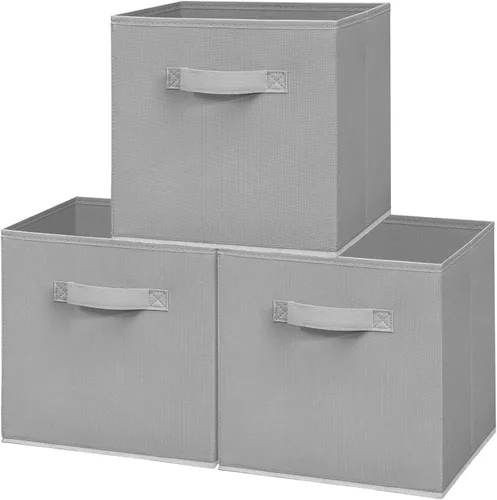 Vista 22 de Contenedores de almacenamiento de 11 x 11 pulgadas, caja de almacenamiento plegable de tela, organizador de armario plegable para ropa, mantas