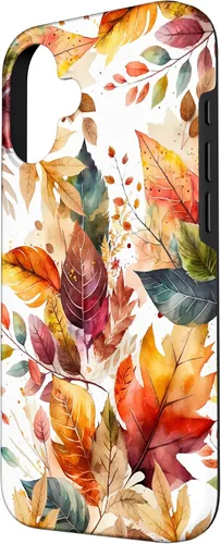 Vista 2 de Funda para iPhone 16 Aesthetic Autumn Fall Colorful Leaves Watercolor Art