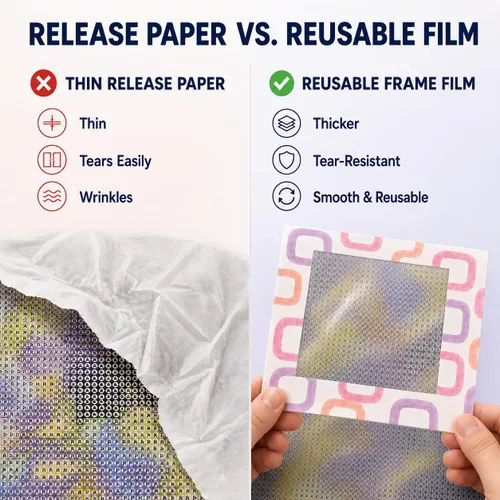 Vista 7 de 30 PCS Reusable Diamond Painting Release Paper Premium Frame Film Paper Watercolor Dots - Pink & Sky Blue