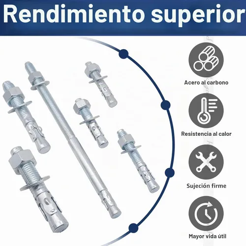Vista 5 de Anclaje de cuña de 1/2" x 2-3/4", solo para cemento y hormigón, tornillos de acero al carbono galvanizados y pernos de retraso (10 unidades)