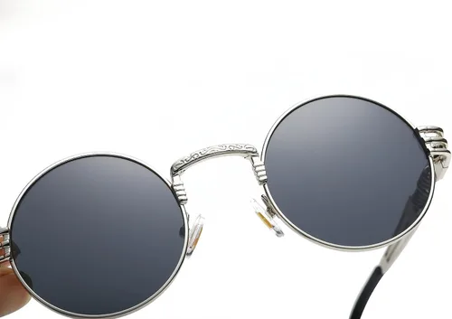 Vista 64 de Dollger Gafas de sol redondas Steampunk con marco de metal