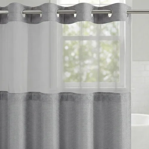 Vista 27 de Americanflat 71x74 Cortina de Ducha Sólida Negra - Cortina de Ducha Larga Resistente al Agua con Ojales de Metal Duraderos y 12 Ganchos - 100%