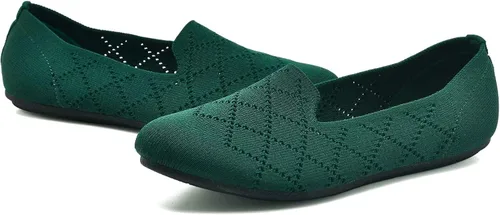 Vista 5 de poemlady Zapatos planos de ballet para mujer, zapatos de vestir de punto con punta redonda sin cordones, zapatos planos de bailarina para caminar