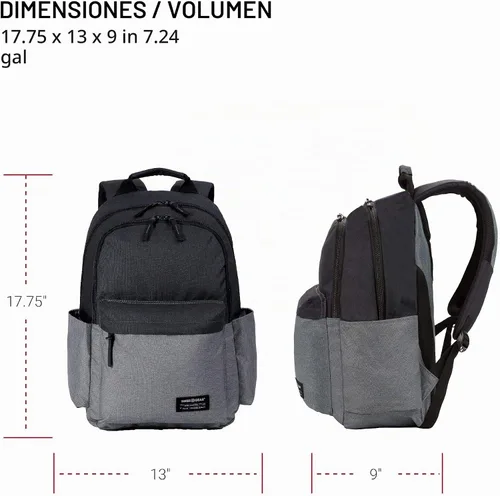 Vista 4 de SwissGear 2789 - Mochila para laptop de 13 pulgadas, gris/negro
