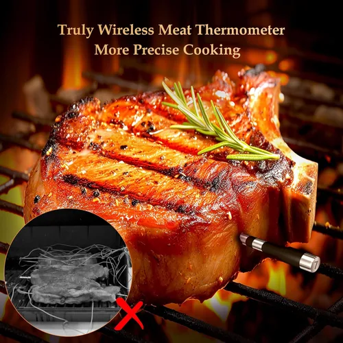 Vista 8 de Termómetro inalámbrico de doble sonda para carne, para asar a la parrilla, ahumar, barbacoa, termómetro inteligente habilitado con Bluetooth con 2