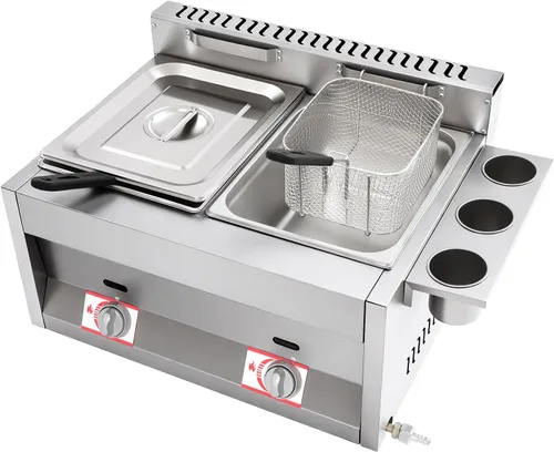Vista 9 de Olla de freír profunda, freidora de estilo japonés de 2.2L con medidor de temperatura, freidora de acero inoxidable 304 para papas fritas