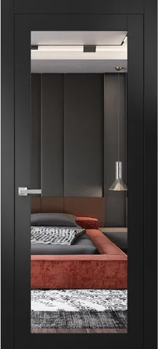Vista 4 de Lucia 1299 - Puertas plegables plegables para armario corredizo de 2 x 18 x 80 pulgadas, color negro mate con espejo, juego de herrajes de molduras