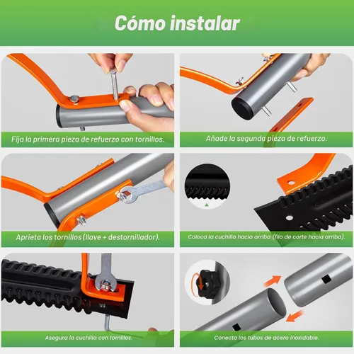 Vista 5 de Walensee - Guadaña de doble filo de 41 pulgadas, cortador de malezas para cortar malezas y césped Serrated Steel Blade, 30In Handle With Rubber