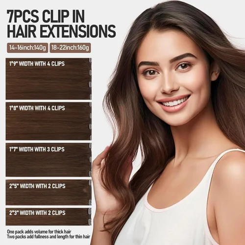 Vista 18 de VINBAO Extensiones de cabello humano con clip, balayage, color marrón ceniza a rubio caramelo, 14 pulgadas, 6 unidades, 3.53 onzas, 6