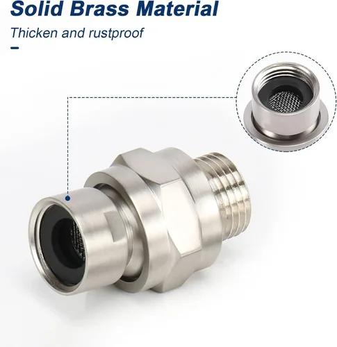 Vista 4 de NearMoon Adaptador de bola giratoria para cabezal de ducha, conector de ducha de latón macizo, junta esférica, componente de extensión universal