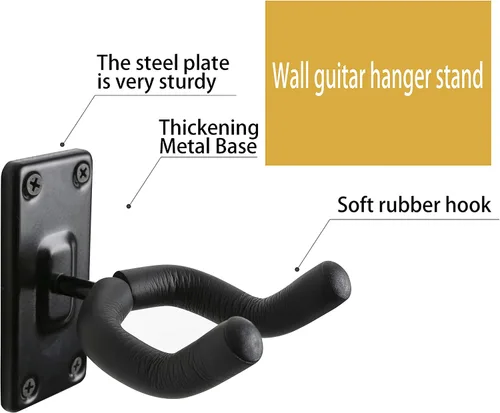 Vista 4 de Paquete de 2 soportes de pared para guitarra, ganchos de pared para guitarra, exhibición perfecta de instrumentos musicales para tiendas minoristas