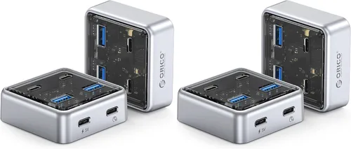 Vista 10 de ORICO Concentrador USB-C de 10 Gbps, divisor USB 3.2 de aleación de zinc de 4 puertos con 2 puertos USB-A y 2 puertos USB-C, extensor de datos