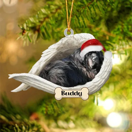 Vista 133 de Afghan Hounds - Adorno de Navidad con alas de ángel durmiente, recuerdo personalizado para perros 2024, adorno de forma acrílica, regalos