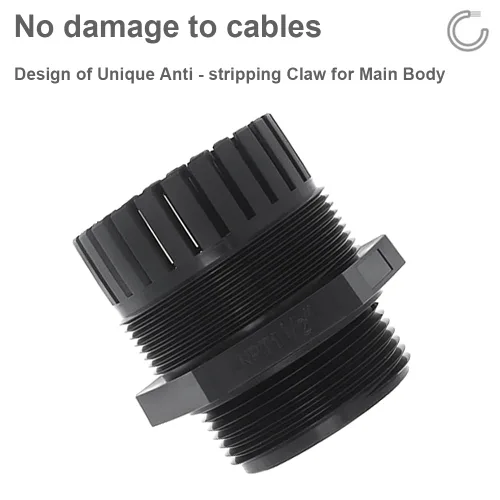 Vista 4 de Prensaestopas RTNLIT NPT de 1-1/2", IP68 impermeable, paquete de 1 Conectores plásticos de nylon ajustables del cordón del alivio de tensión
