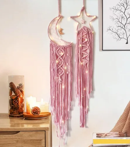 Vista 11 de Atrapasueños Atrapasueños de Luna con Luz, Atrapasueños Negro para Niñas y Niños, Decoración de Pared de Dormitorio, Decoración de Navidad