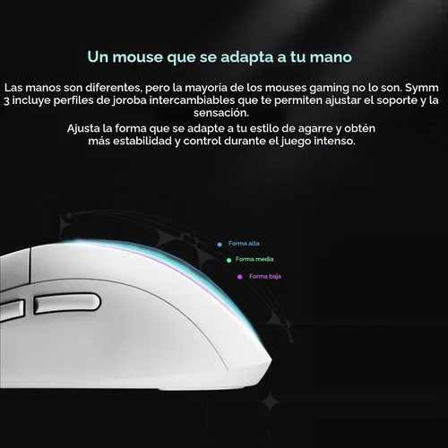 Vista 3 de PWNAGE Ultra Custom Pro Symm 3 Mouse inalámbrico para juegos, posición del sensor ajustable, interruptores mecánicos y ópticos intercambiables