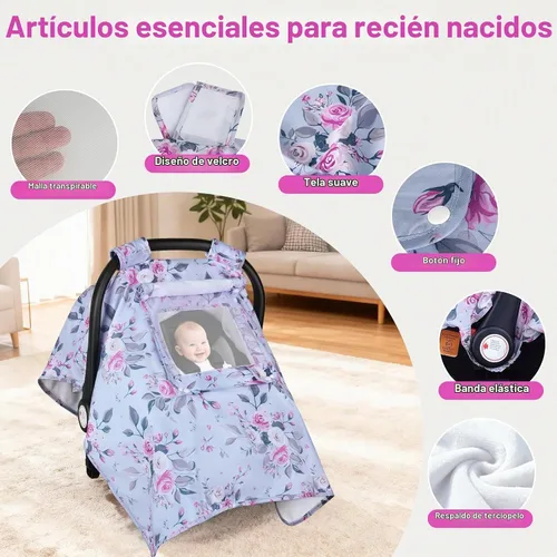 Vista 5 de Funda para Asiento de Coche para Bebé, Fundas para Asiento de Coche para Bebé con 2 Capas, Ventanas Transpirables, Funda para Asiento de Coche