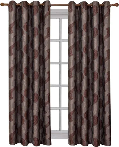 Vista 3 de Royal Hotel Bedding Savanna - Paneles de cortina jacquard con ojales color chocolate, par / juego de 2 paneles, 52 x 63 pulgadas cada uno