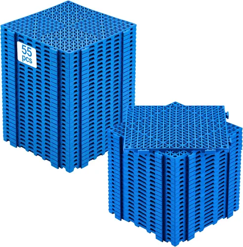 Vista 16 de VEVOR Alfombra Modular Entrelazada, Paquete de 12 Piezas de 30,5 cm x 30,5 cm, Azulejos de Drenaje de PVC Suave Entrelazados, Agujeros de Drenaje