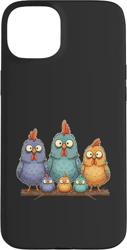 Vista 9 de Chicken: My Cluck Crew, Three Big Hens + Four Tiny Chicks Case for iPhone 16