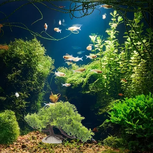 Vista 3 de Árbol de paisajismo para pecera, plantas artificiales de loto para pecera, decoración de peceras, plantas tropicales, decoración de acuarios, flores