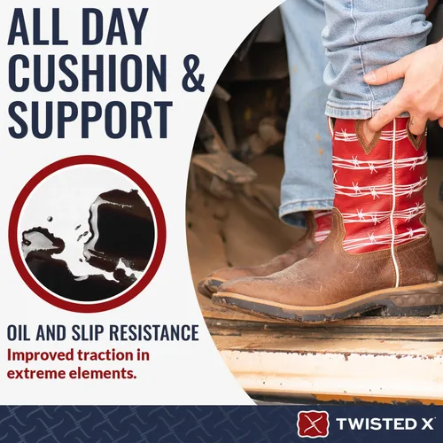Vista 4 de Twisted X Botas de trabajo Western de 12" para hombre, Sillín envejecido y rubí