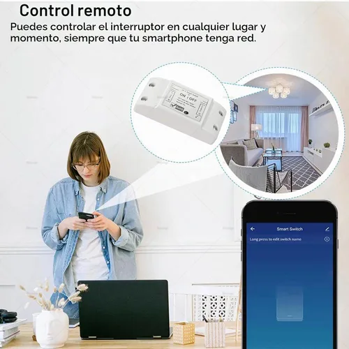 Vista 4 de Interruptor inteligente inalámbrico de 10 A, interruptor de luz Wi-Fi compatible con Alexa y Google Home y SmartThings, certificado FCC, no requiere