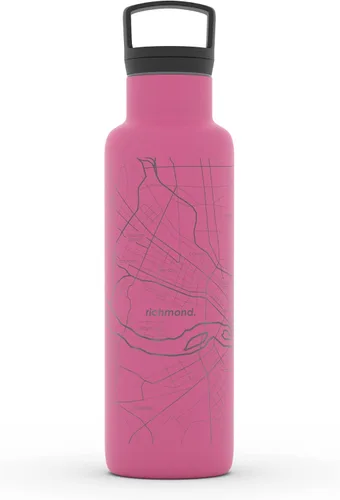 Vista 41 de Well Told Botella de agua aislada con mapa de Washington DC grabado, botella de acero inoxidable grabada (21 onzas, blanco) botella aislada de mapa