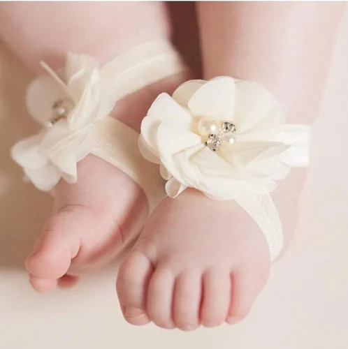 Vista 5 de Toptim Sandalias descalzos para bebé niña con flores para niños pequeños
