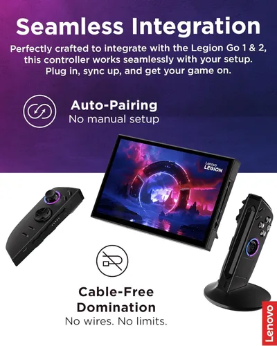 Vista 2 de Lenovo Legion Go 2 Right Controller, Works with Legion Go 1 & 2, Hall Effect Joystick and Triggers, 10m Range, Black