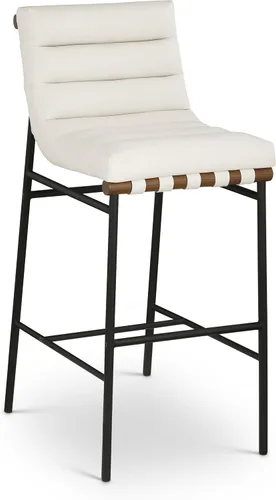 Vista 13 de Meridian Furniture 846Black-C Burke Collection Modern Taburete de bar contemporáneo con cuero vegano negro suave, marco de metal negro mate