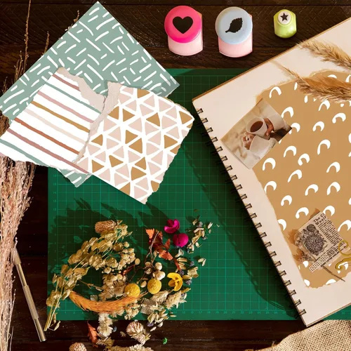 Vista 7 de 28 hojas de papel bohemio para álbum de recortes, papel de álbum de recortes de 12 x 12 pulgadas, papel de álbum de recortes de 90 lb/160 g/m²
