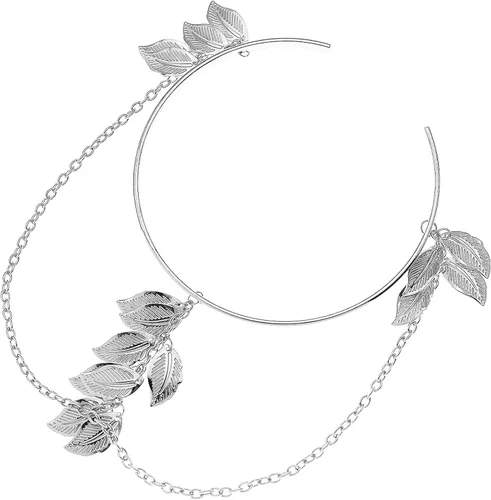 Vista 8 de RechicGu 2 piezas de cadena de plumas de hojas con borlas de pulsera, brazalete de brazo abierto, parte superior abierta, conjunto ajustable